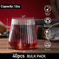 Wine Glasses, 40 Count Stemless Clear 12 oz Shatterproof Plastic