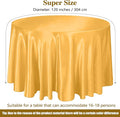 Round Satin Tablecloths Overlay Round Satin Table, 120 Inches – Gold