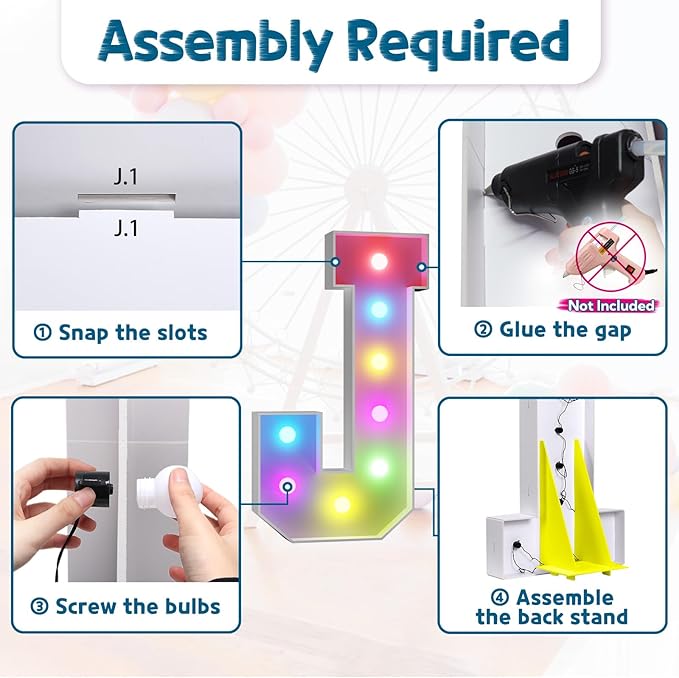 Party Decorations: Light Up Marquee Letter J with Remote Control and Timer