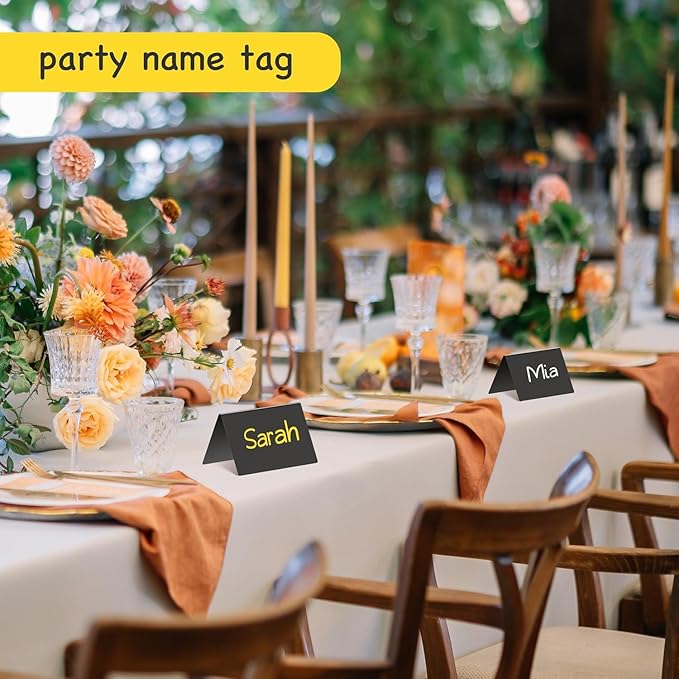 PigPotParty 4"x3" Mini Chalkboard Signs for Food, 12 Pcs Food Signs for Party Buffet, Small Chalk Board Food Labels, Table Place Cards, Wedding - Bakery - Birthday, Includes 2 Wet Erase Markers