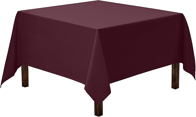 Gee Di Moda Square Tablecloth - 85 x 85 Inch Eggplant Table Cloth for Large Square or Round Tables - Heavy Duty Washable Fabric - for Buffet Table, Holiday Party, Dinner, Wedding & Baby Shower