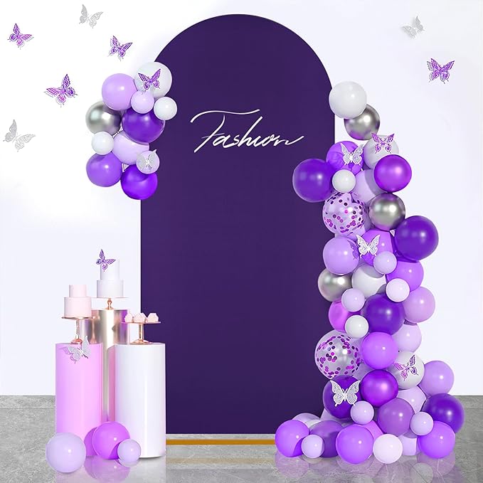 SoarDream 7.2FT Wedding Arch Cover Purple Spandex Fitted Wedding Arch Stand Covers Fitted for Round Top Chiara Arch Cover Stretchy Backdrop for Birthday Birthday Party Balloon Decor
