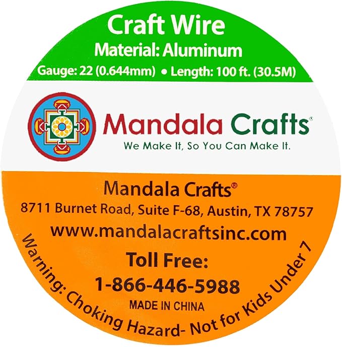 Mandala Crafts 22 Gauge Anodized Aluminum Craft Wire for Jewelry Making - 100 FT Colored Flexible Light Gold Tone Wire - Bendable for Bonsai Armature Crafting Sculpting
