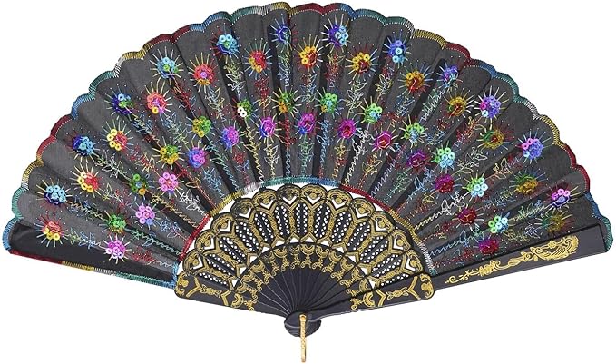 QIRMIZI 30 Pack Fabric Folding Handheld Fans, Perfect for Weddings, Parties, and Dancing,Multicolour
