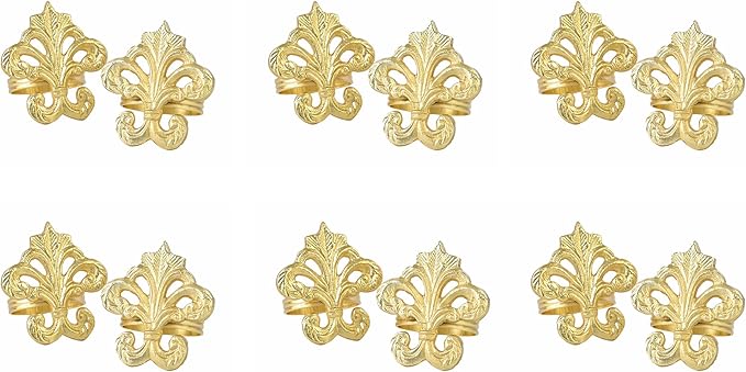 Napkin Rings, 12-Pack Shiny Gold Aluminum Set for Dinner Tables