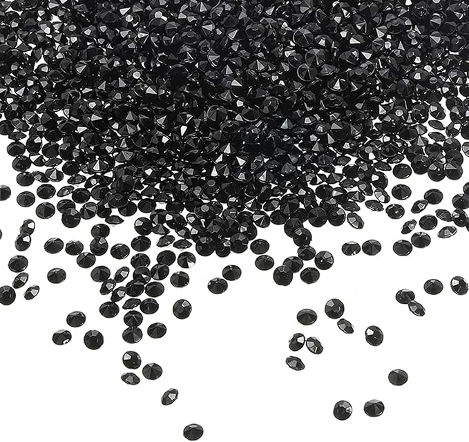 PATIKIL 4000 Pcs Wedding Table Scatter Confetti Crystals 6 mm Acrylic Diamonds Vase Fillers Gems for Table Centerpiece Decorations Party Vase Beads, Black