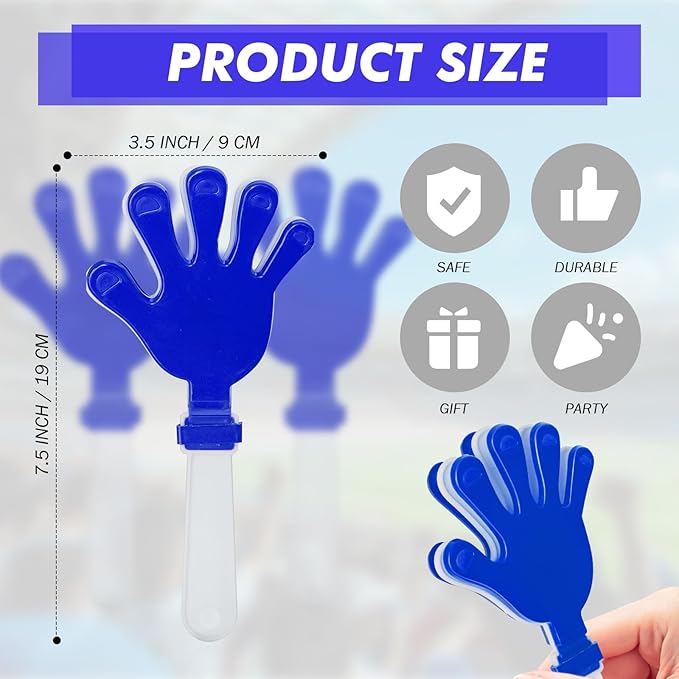 48 Pcs Hand Clappers Noisemakers 7.5 Inch Clappers Noisemakers Plastic Hand Clappers for Birthdays Game Football Sporting Events Cheers Supplies Dance Basketball Football Noisemakers(48)