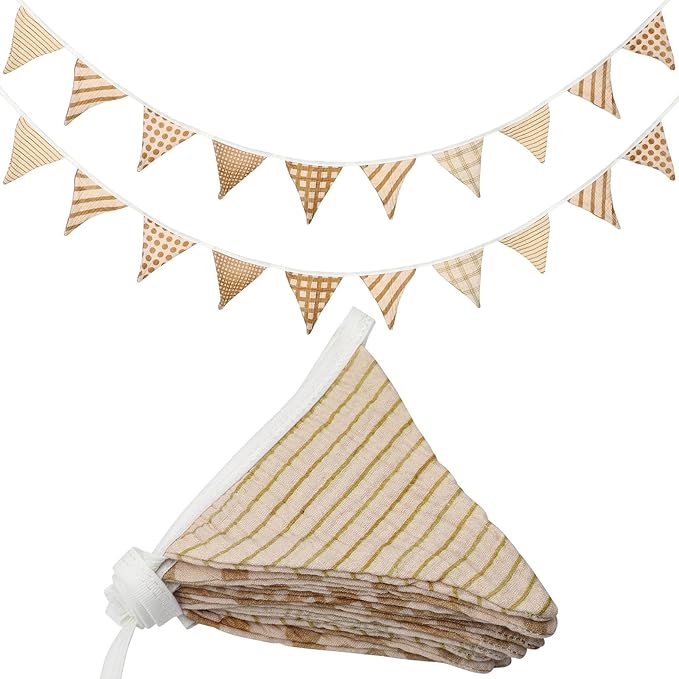 Pennant Banner Set, 2 Cotton Garlands with 10 Flags Each, Vivid Colors