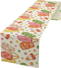Summer Popsicles Table Runner, Watercolor Colorful Fruit Ice Cream Pops Berry Kiwi Cold Summer Sweet Seasonal Dinner Runner for Party Holiday Home Kitchen Dining Table Decor 13"x120"