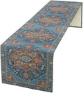 Boho Floral Vintage Table Runner, Retro Abstract Blue Flower Rustic Country Farmhouse Pattern for Home Kitchen Table Decor Dining Coffee Room Party Decor 13x36in