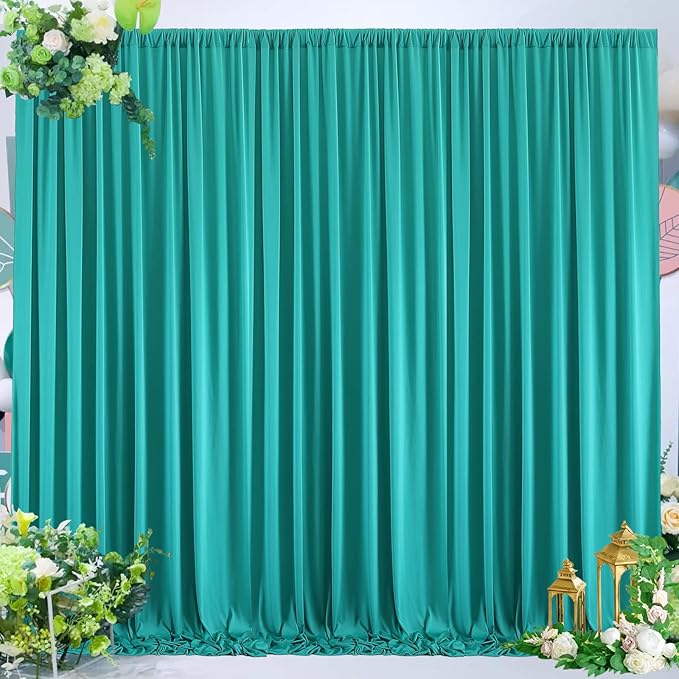 Turquoise Backdrop Curtain Set - 8 Panels, Wrinkle-Free, 40 ft x 10 ft
