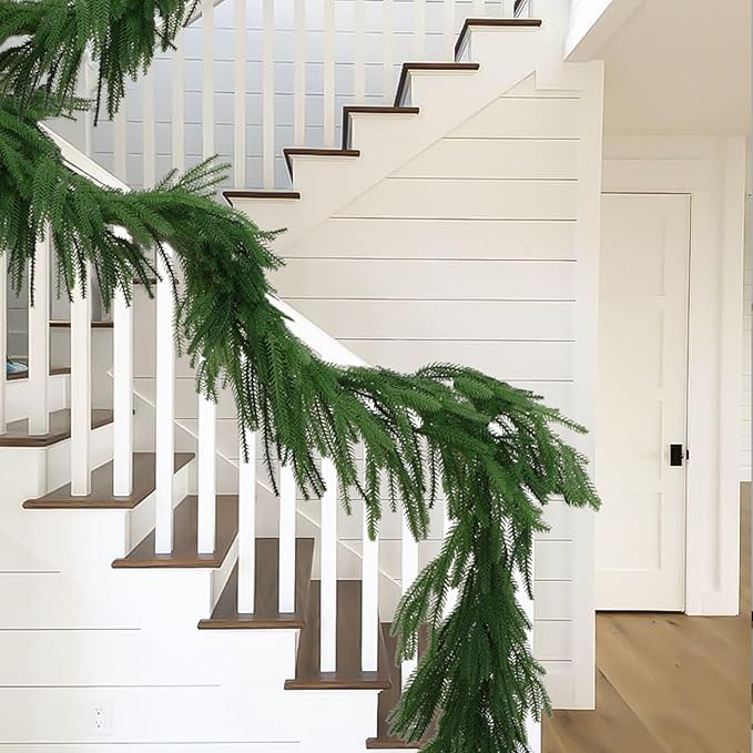 Garlands 2 Pack, 6 Ft Green Artificial Norfolk Pine Christmas Decor