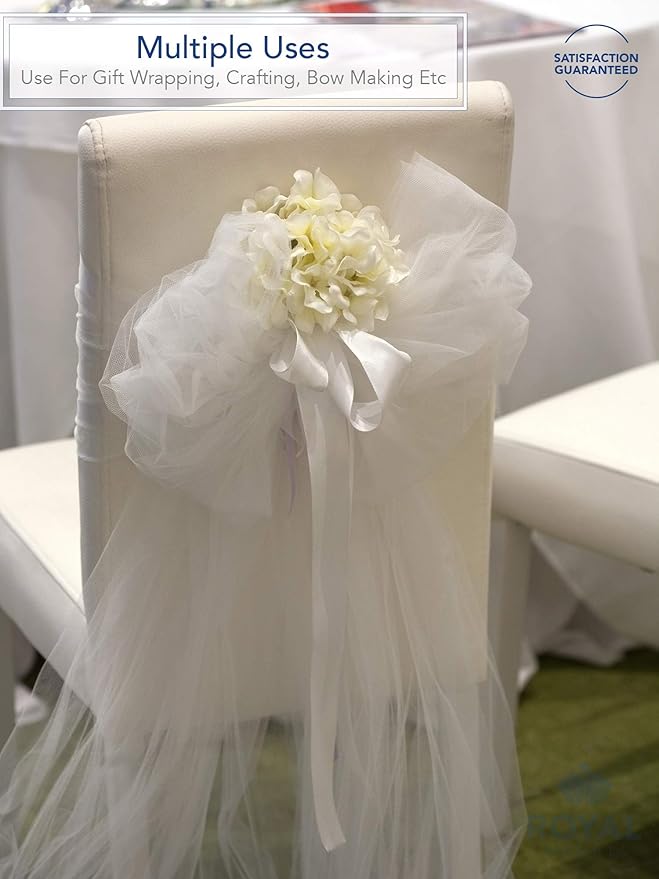 Tulle Fabric Bolt, 54 Inch Wide White Polyester, 40 Yards