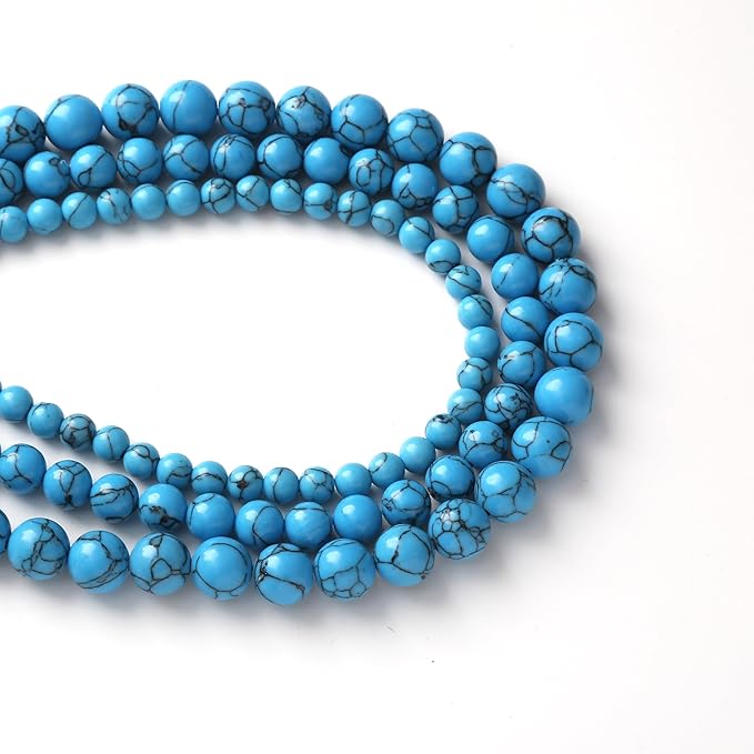 River Stone Blue Turquoise Stone Beads for Jewelry Making DIY Craft Gemstone Beads Kit (10mm, 35pcs) Cosmic Crystal Pebbles for Bracelets, Necklaces, Home Decor