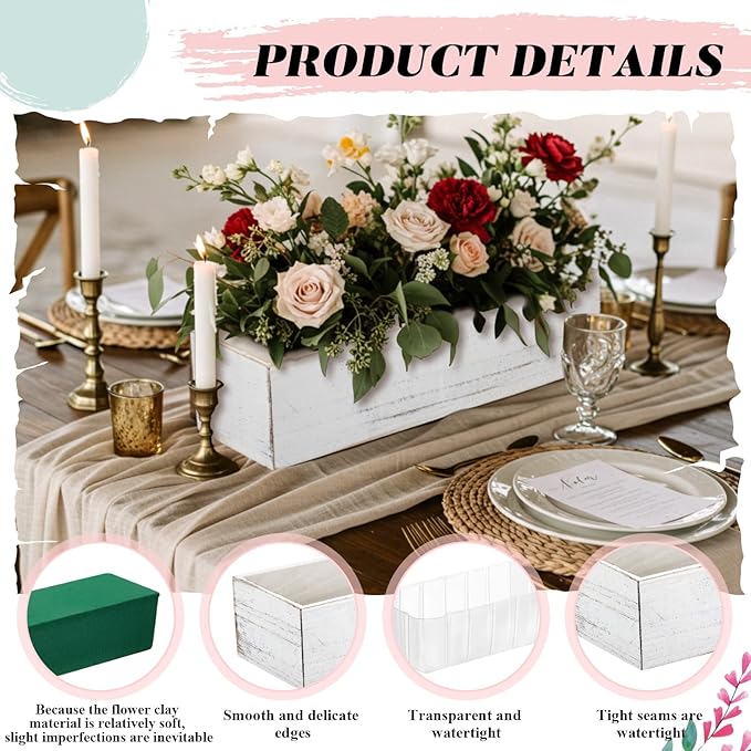 Wooden Planter Boxes, Set of 3 with Liners and Flower Foam