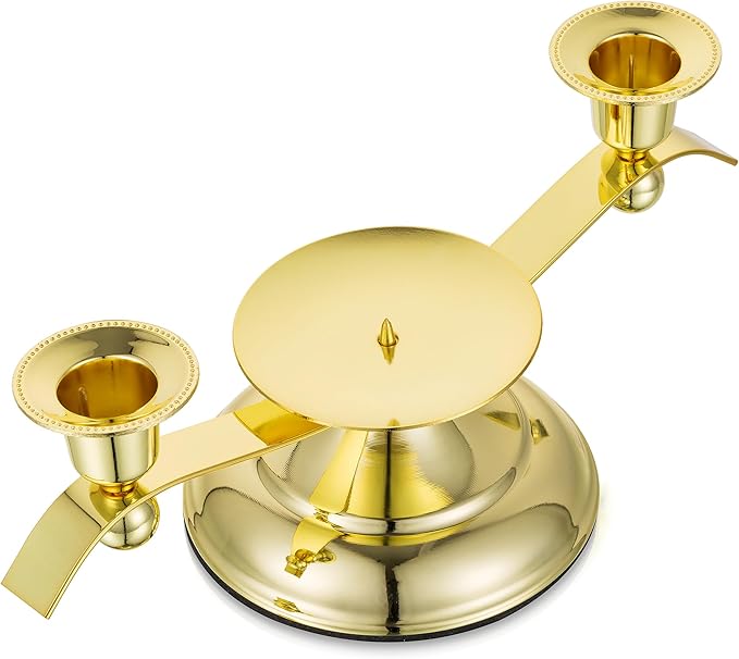Candlestick Holder Set, 3-Arm Gold Metal Unity Candle Stand