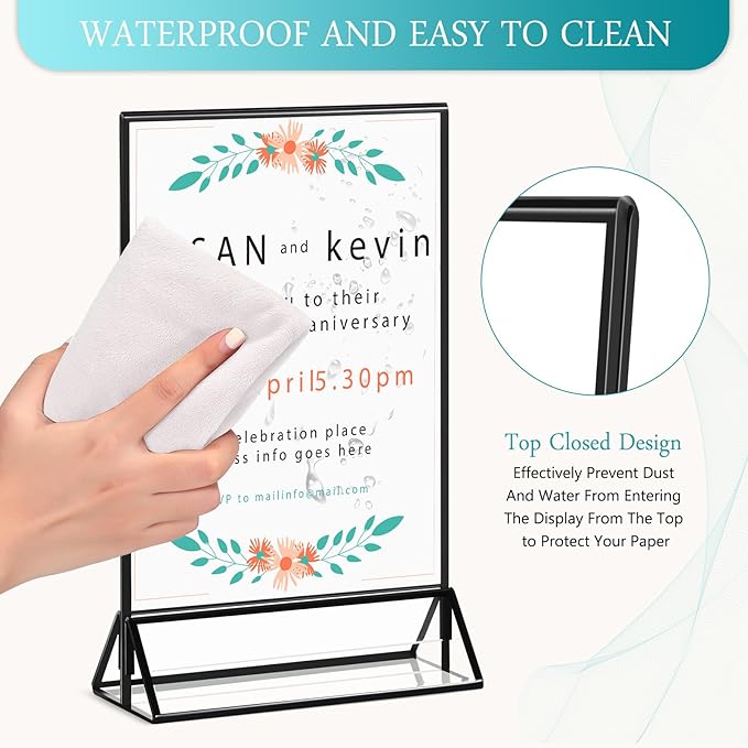 Acrylic Menu Holders, 12 Pack Black Frame Table Sign Holders