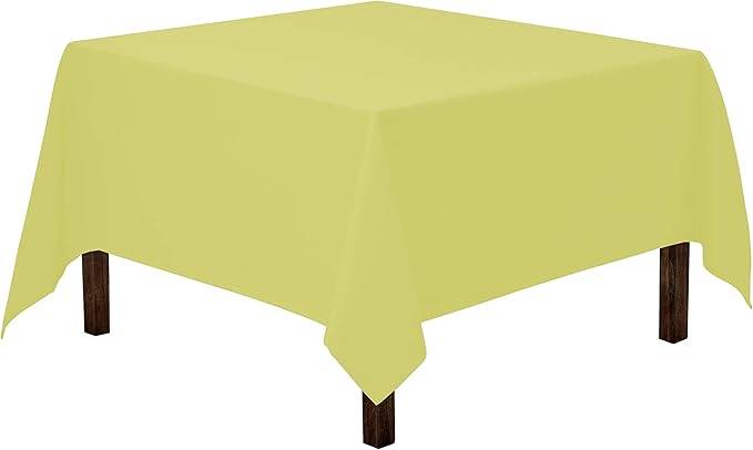 Gee Di Moda Square Tablecloth - 70 x 70 Inch Yellow Table Cloth for Medium Square or Round Tables - Heavy Duty Washable Fabric - for Buffet Table, Holiday Party, Dinner, Wedding & Baby Shower