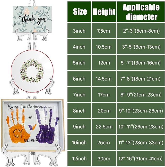 6 Pack 8 Inch Clear Plastic Easels or Stand/Plate Holders to Display Pictures or Other Items at Weddings, Plate Stands for Home Decoration, Birthdays, Tables