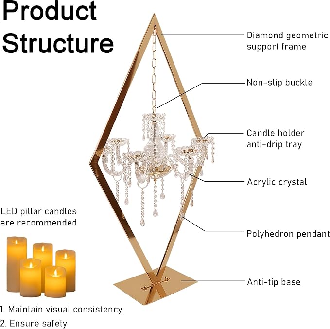 2PCS Elegant Metal Diamond Candle Holder - European Wedding Table Decor, Romantic Candle Stand for Western Dining, Perfect Wedding Prop & Home Decoration