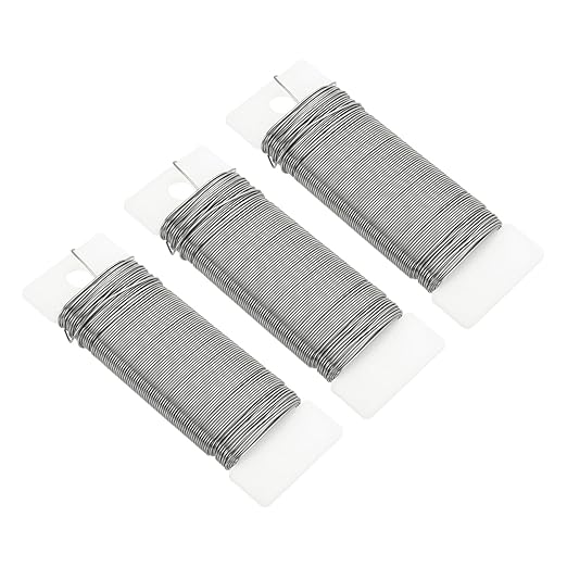 MECCANIXITY 114 Yards/345 Feet Metal Floral Wire 21 Gauge Silver Tone Flexible Paddle Thin Floral Wires for Craft, Christmas Wreath, Flower Arrangement, Wedding, Total 3 Roll