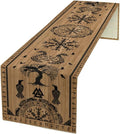 Viking Tree of Life Table Runner, Wooden Printed Eagle Dragon Boat Rudder Seasonal Kitchen Dining Table Decoration for Home Party 13x90 Inch