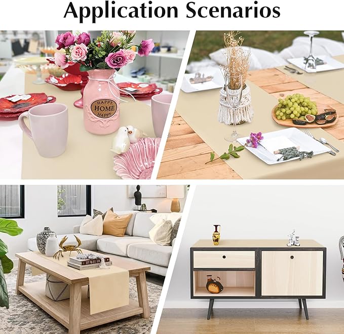 2 Pack Beige Table Runner 12 x 60 Inch Solid Color Farmhouse Runners Coffee Table Dresser for Daily Party Home Decoration
