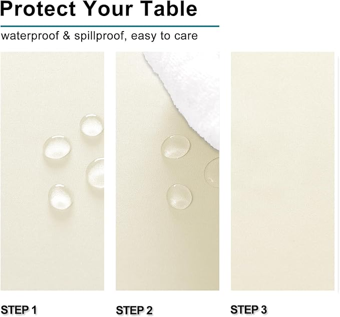 Hiasan Champagne Square Tablecloth - Waterproof and Spillproof Washable Fabric Table Cloth for Dining Room Kitchen, 60 x 60 Inch