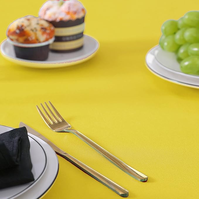Rectangle Tablecloth 60x120 inch Washable Polyester Fabric Table Cloth for Wedding Party Dining Banquet Decoration（60x120, Yellow）