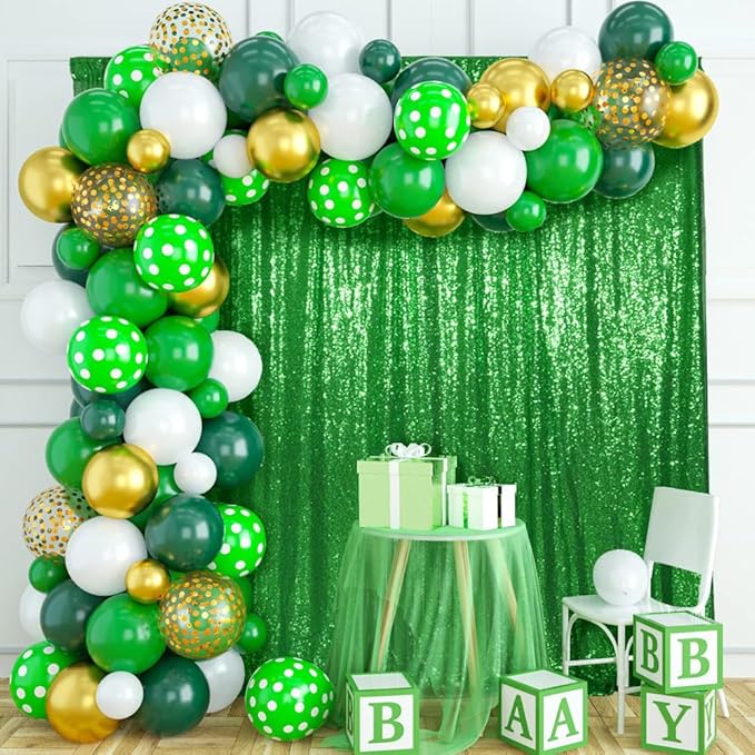 Backgrounds: Green Sequin Curtain, 10 x 10 FT Party Backdrop