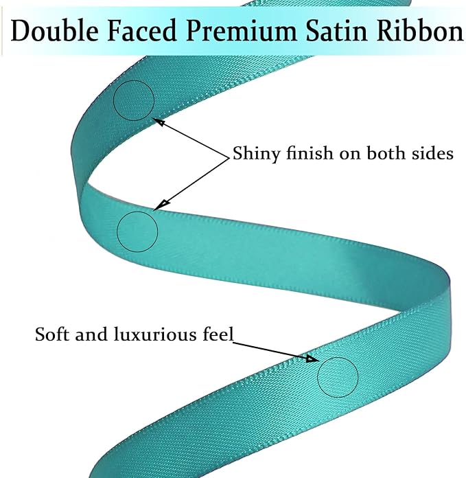 Lake Blue Satin Ribbon Double Faced Satin 1/2 inch x 55 Yards Polyester Ribbon for Gift Wrapping Crafts Wedding Decoration Bows Ornaments Party Bouquet Floral Arrangement