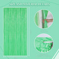 Foil Fringe Backdrop, 3 Pack, Pastel Light Green Shiny Tinsel Curtains