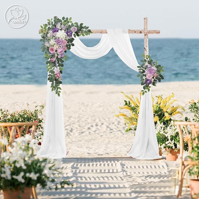Artificial Wedding Arch Flowers, Silk and Foam, 2-Piece Set with 20 Stems