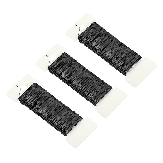 MECCANIXITY 114 Yards/345 Feet 27 Gauge Metal Floral Wire Black Flexible Paddle Thin Floral Wires for Craft, Christmas Wreath, Flower Arrangement, Wedding, Total 3 Roll