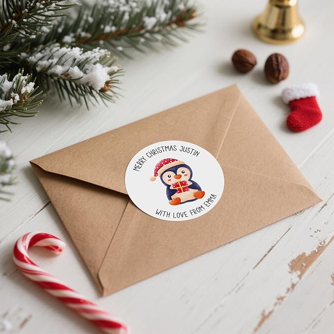 callie moment Personalized Christmas Stickers, Custom Name Waterproof Christmas Gift Tags for Gift Box Holiday Decorations, Stockings, Party Favors (Santa Claus 4)