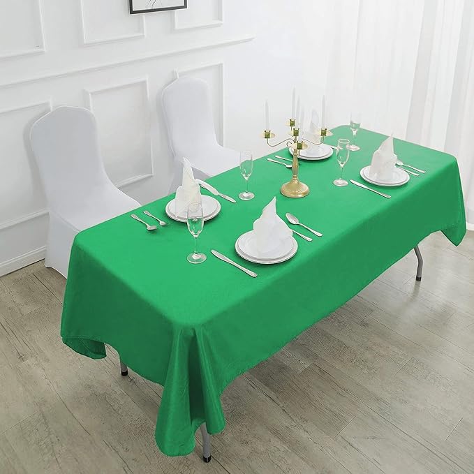 Rectangle Tablecloth 90x132 inch Washable Polyester Fabric Table Cloth for Wedding Party Dining Banquet Decoration（90x132, Emerald）
