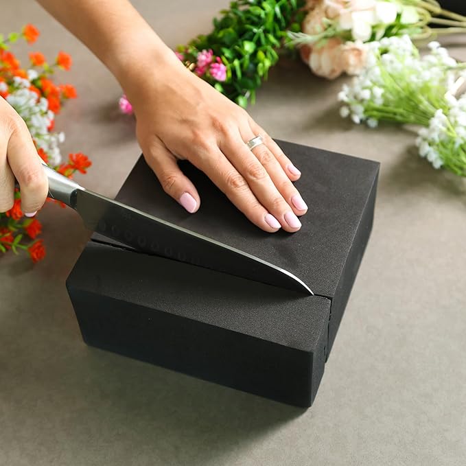 XCEL Floral Foam Blocks - Reusable, Weather Resistant Foam - Perfect for Fresh & Artificial Flower Arrangements, Crafts, Planter Boxes, Home Decor & More - 4-Pk, Black (7” x 7” x 3”)