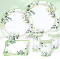 Green Party Plates Supplies, Sage Green Paper Eucalyptus Leaf Plates and Napkins, Disposable Tableware, Cups, Napkins for Jungle Boho Party,Baby Shower, Bridal Shower, Birthday Supplies Serve 24