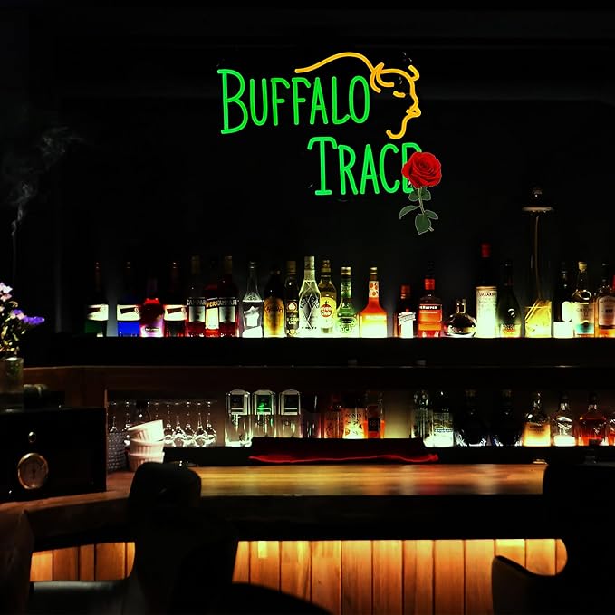 Whiskey Neon Sign for Bar Wall Decor, Buffalo Whiskey Dimmable Light Up Bar Signs for Man Cave Room Decor Bar Shop Pub Bistro Party Hotel Game Room Decor Gifts, USB Powered