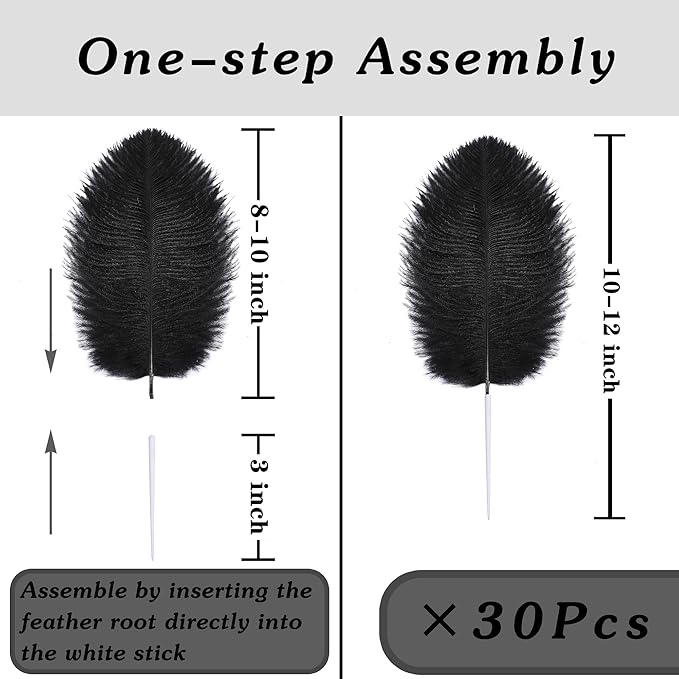SOGUGOM Grey Craft Ostrich Feathers - 30PCS 8-10 inch Ostrich Feathers Kit for Centerpieces, Kindergarten Crafts, Dream Catchers and DIY Projects(Grey)
