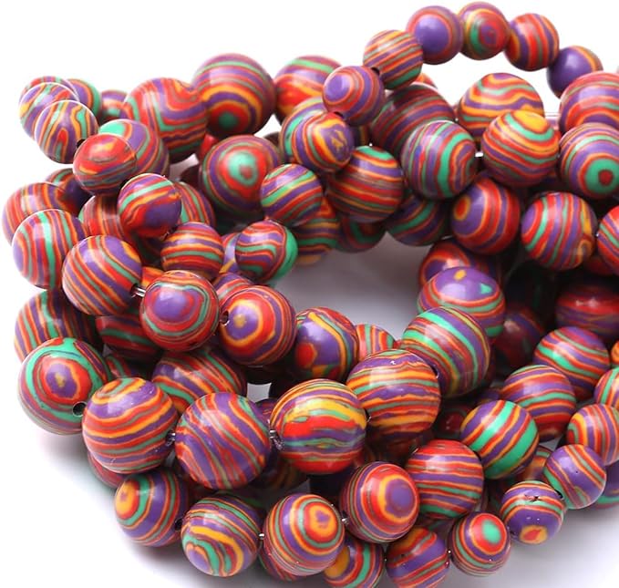 Painted Peacock Turquoise Stone Beads Gemstone Round Crystal Energy Jade Beads Stone Beads for Jewelry Making DIY Bracelet Necklace Jewelry Making 1 Strand 15.5inch 31PCS 12MM
