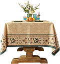 patdrea Designer French Linen Long Tablecloth for Rectangle Table,Beige Anti-Wrinkle Floral Farmhouse Table Cloth,Decor Covers for Kitchen Dining,Tea Party,Christmas,Thanksgiving,63"x102"-Fram