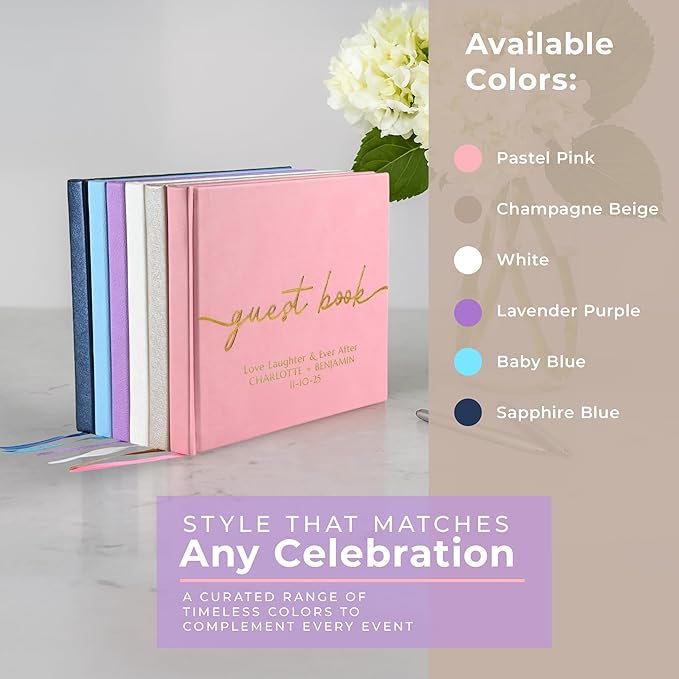 Guestbook for Parties with 110 Lined Pages and Vegan Leather Cover