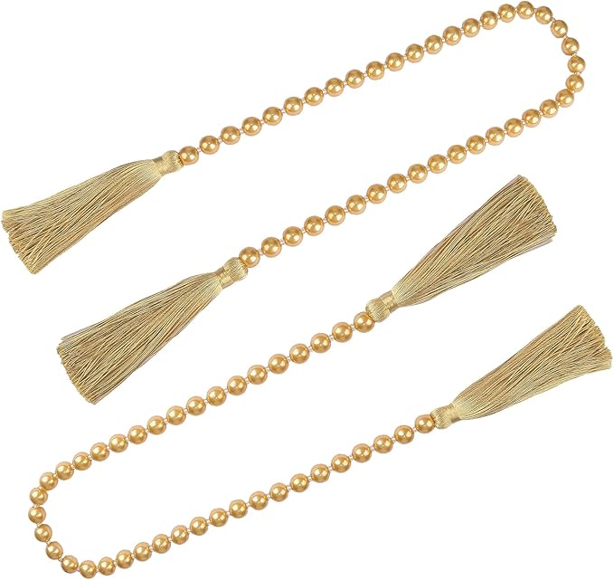 Tassel Garland, 34 Inch Glass Bead, Gold, 2 Pack