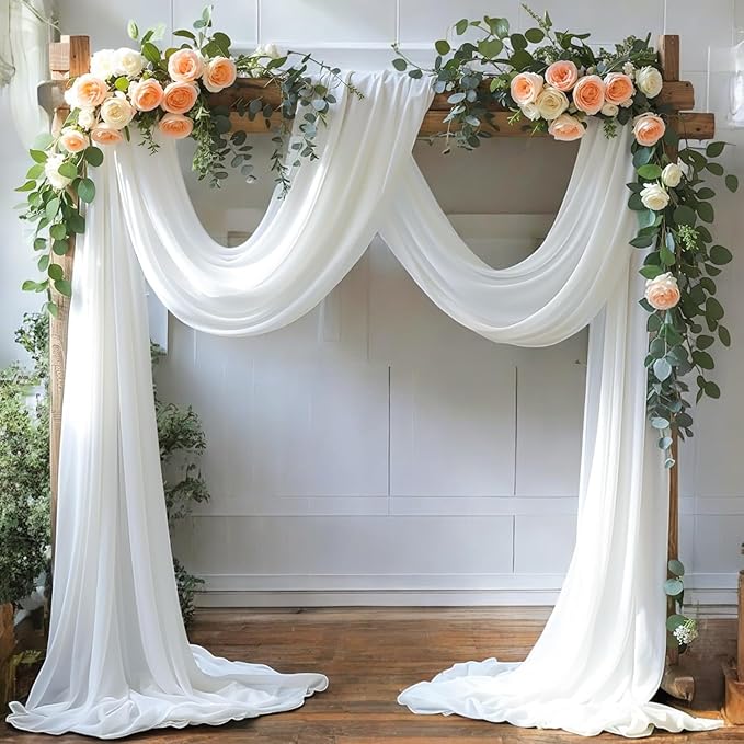 MDS Halloween Chiffon Draping Fabric - 2 Panel, 30" Wide x 20ft Long - Sheer Spooky Arbor & Canopy Drapery for Haunted House Backdrops, Party Ceilings, DIY Costumes & Themed Events - White