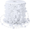 JULBEAR Beads Garland Decoration,1Rolls 131Feet White Christmas Pearl Strands Chain Bead Garland for Christmas Tree Fireplace Wreath Gift Bouquet Crafts Wrapping Wedding Party Centerpieces Decoration