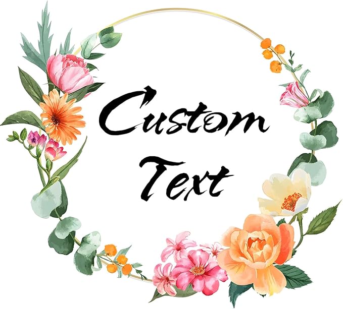 Personalized Custom Stickers Labels for Wedding Favors Birthday, Business Logo Photo Shipping Customized Sticker.Waterproof, Fade & Heat Resistant and Cold Resistant. 60 to 1000 (Wreath E, 2 Inch)