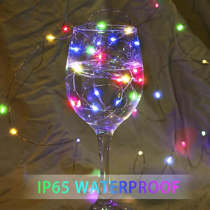 100 Pack Fairy Lights 7Ft 20 LED Twinkle String Lights 3 Modes Battery Operated Waterproof Firefly Starry for Mason Jar Party Wedding Christmas Valentines Day Table Centerpieces,Multicolor