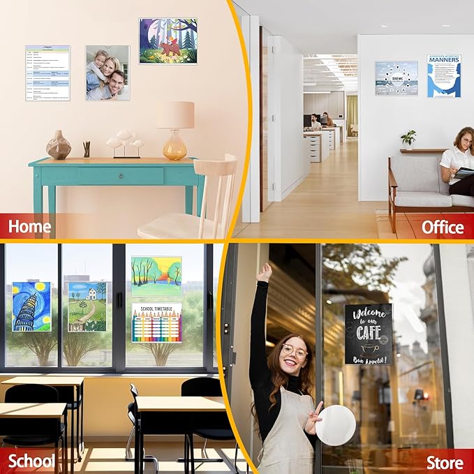 Magnetic Sign Holder 8.5 x 11 - Clear Plastic Frame for Refrigerator, Rigid Paper Holder for Picture Document, Adhesive Frames for Wall Window Door Sign 20 Pack