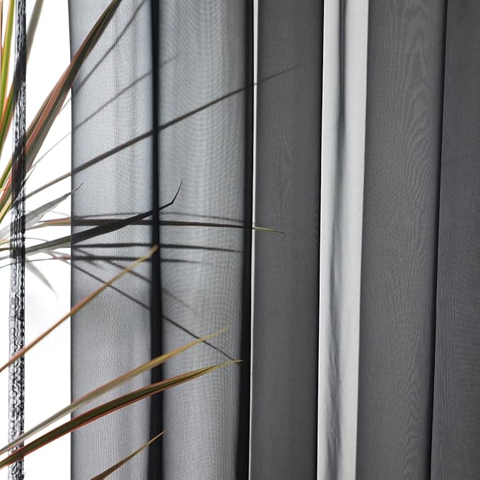 Window Black Sheer Curtains 48 Inches Width 45 Inches Long 2 Panels Sheer Curtain Clear Curtains Basic Rod Pocket Panel for Home Living Room Bedroom Kids Room Yard Patio Parlor Sliding